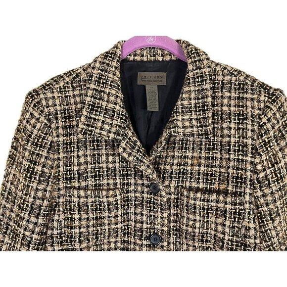 Wool Retro Tweed Jacket 14 Tan Old Money Preppy Classic Chic Work Wear Neutral - Picture 4 of 15